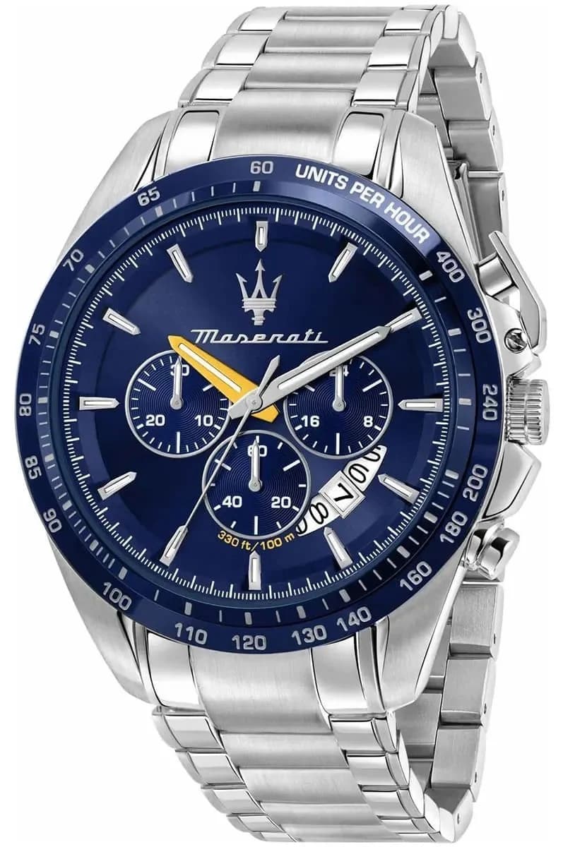 Maserati R8871612039 montre homme, cadran bleu sur bracelet acier