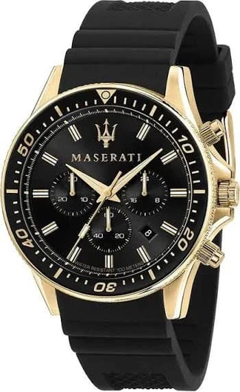 Maserati R8871640001 montre homme, chronographe noir sur silicone noir