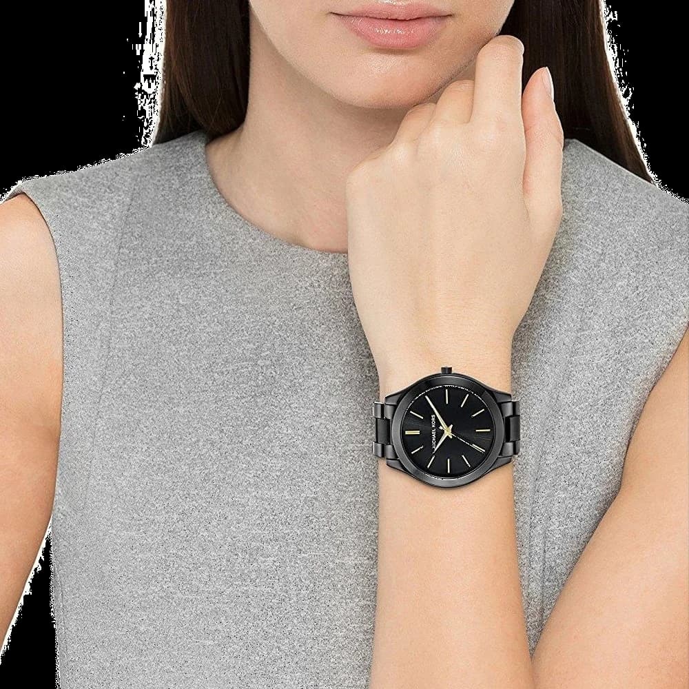 Montre Michael Kors Slim Runway MK3221 Bracelet en acier noir vue 5