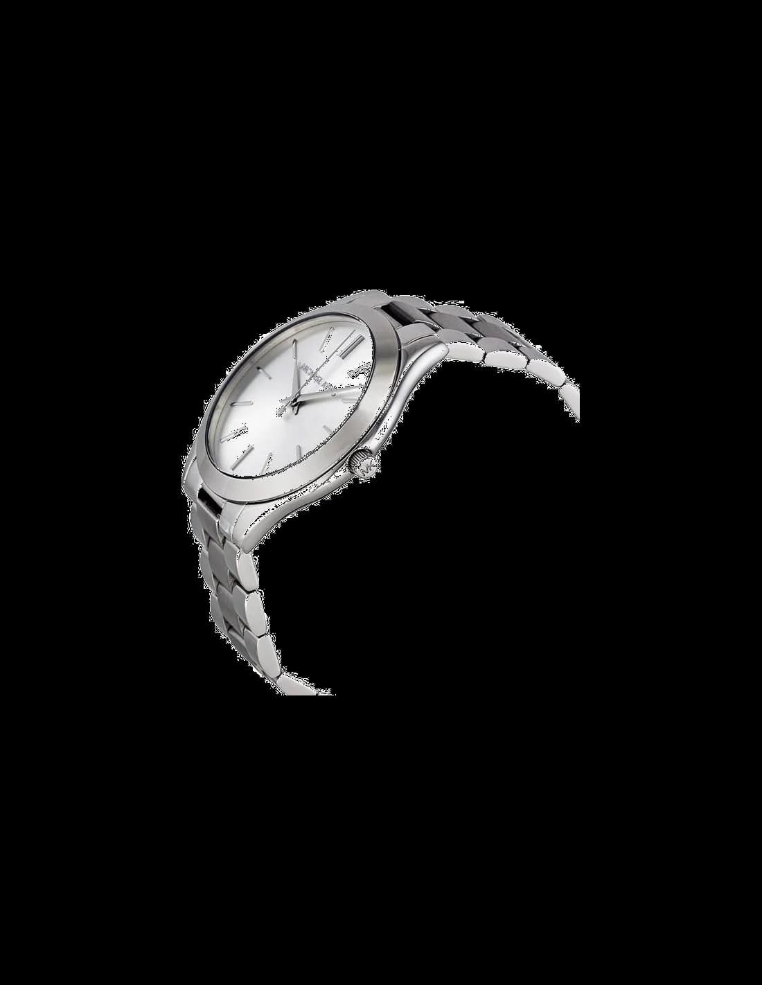 Gros plan sur le cadran argent de la Michael Kors MK3178