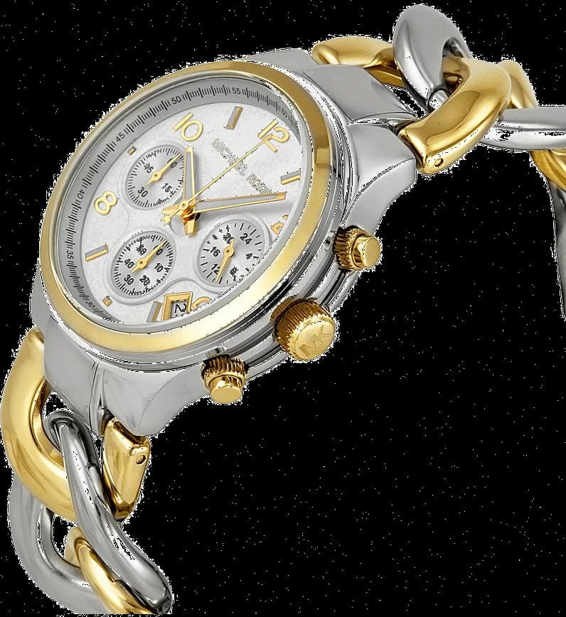 Gros plan sur le cadran argent de la Michael Kors MK3199