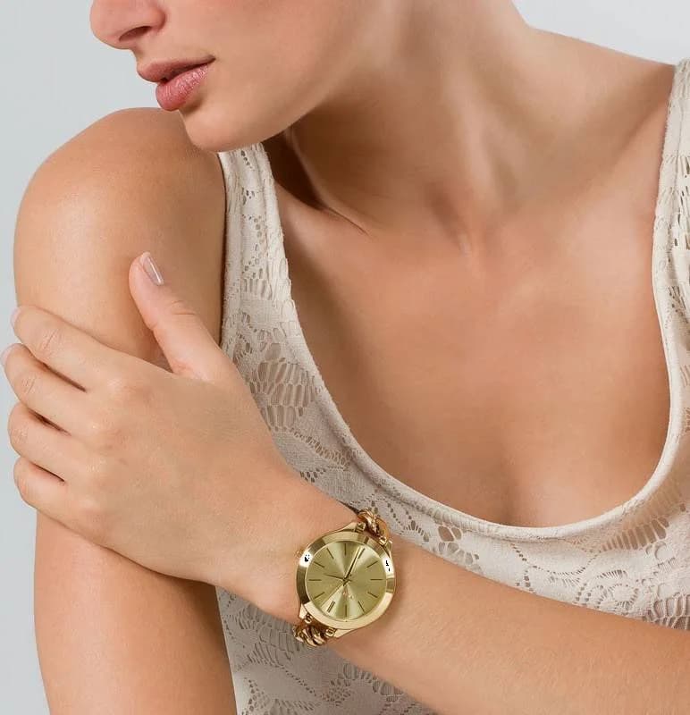 Michael Kors Runway MK3222 Gold-Tone Stainless Steel Chain Bracelet Watch vue 5