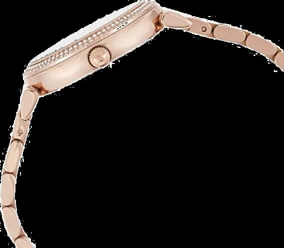 Montre Michael Kors MK3356 Bracelet Acier Doré Rose et Cadran Noir à Cristaux vue 4