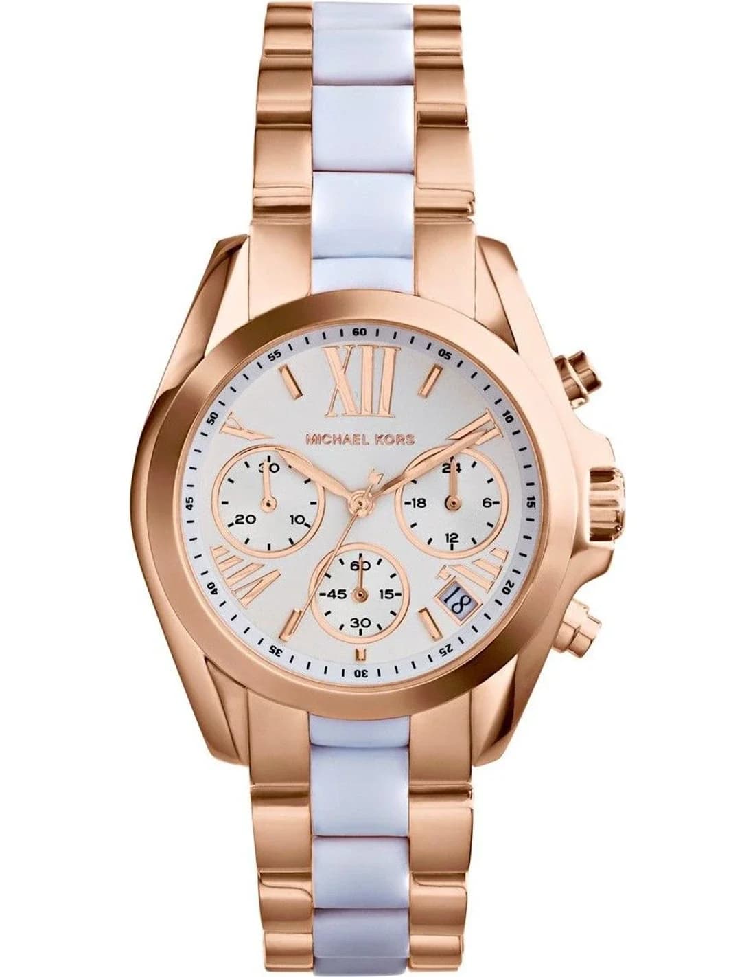 Michael Kors MK5907 montre femme, cadran blanc sur bracelet acier rose gold