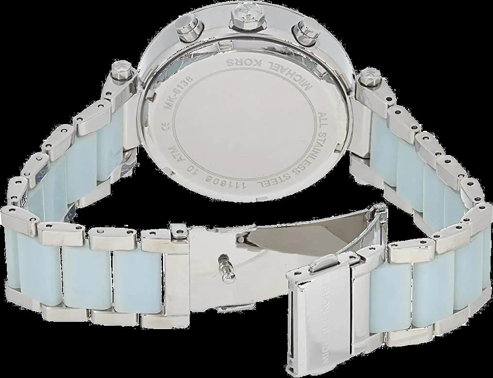 Michael Kors MK6138 Watch with Blue Bi-Material Strap and Mother-of-Pearl Dial vue 5