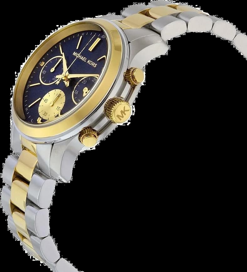 Montre Michael Kors MK6165 Cadran Bleu et Bracelet Bi-ton Or et Argent vue 4