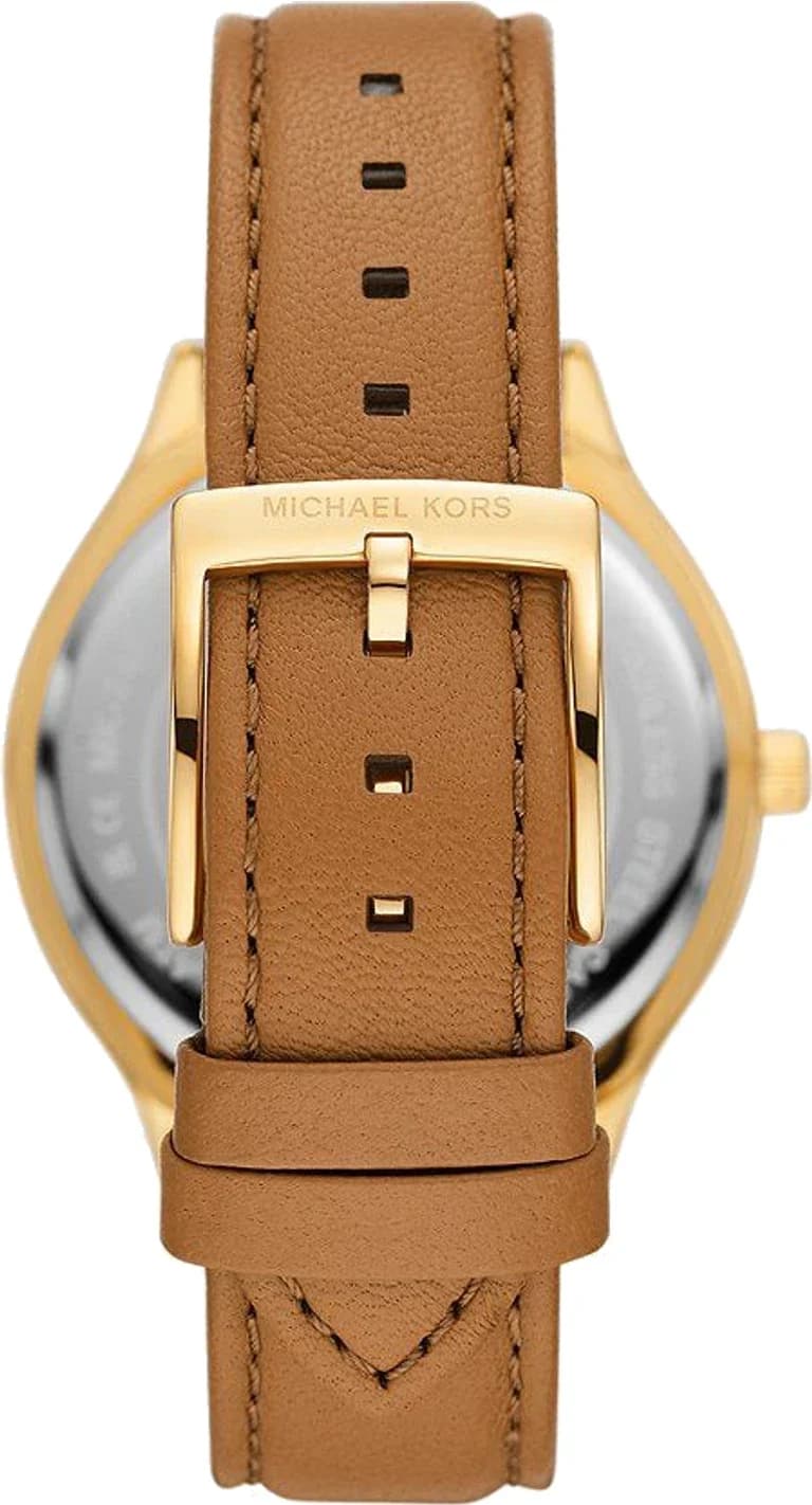 Michael Kors Slim Runway MK7465 women's gold watch, cuir strap vue 4