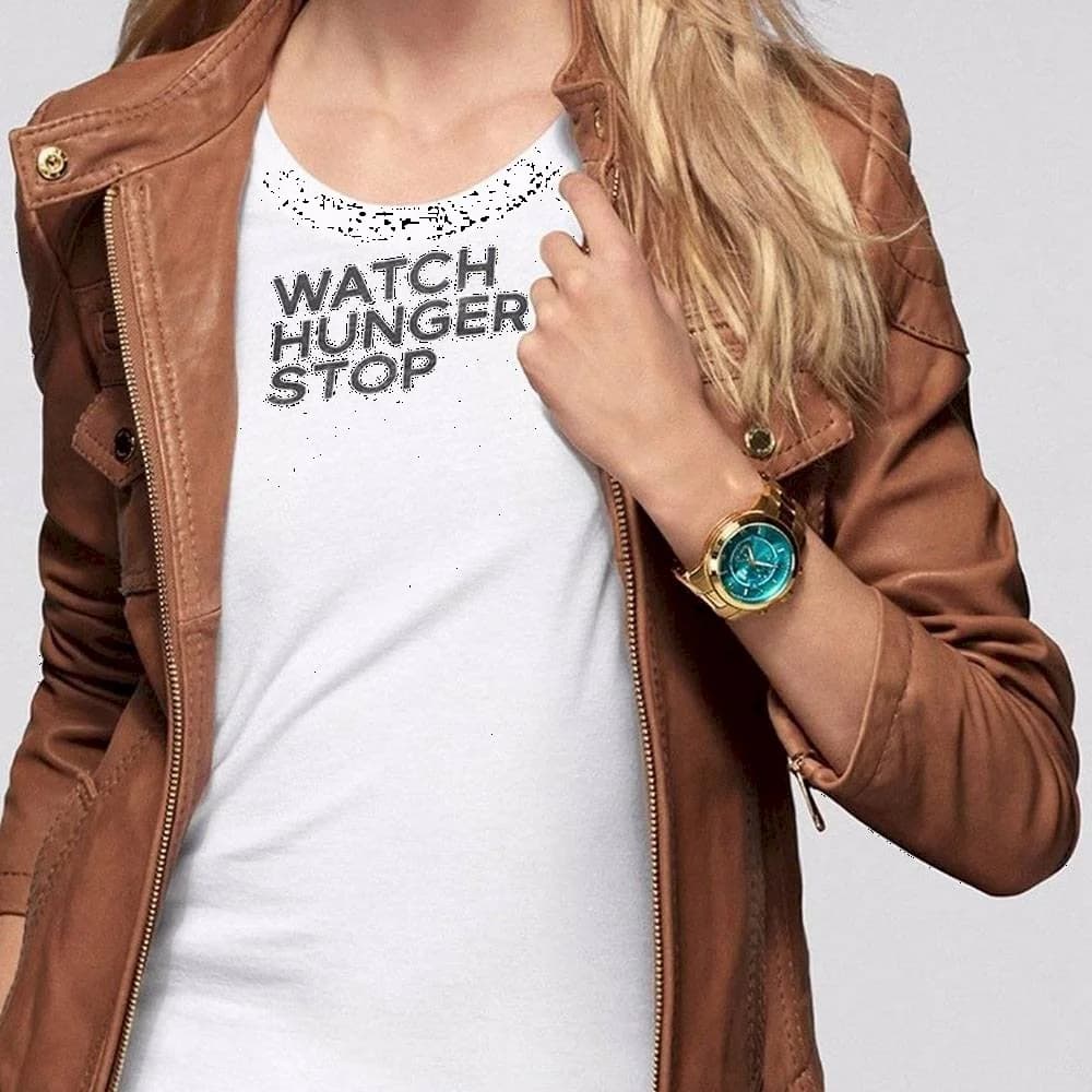 Montre Michael Kors MK8315 en Acier Doré avec Cadran Turquoise Carte du Monde vue 4