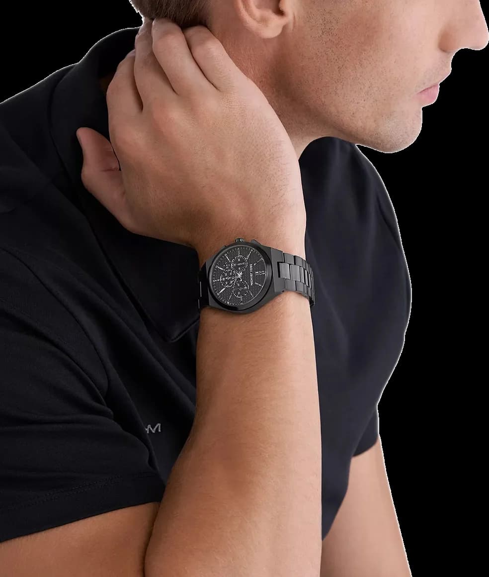 Michael Kors Lennox MK9146 Black Dial and Strap Men's Chronograph Watch vue 5