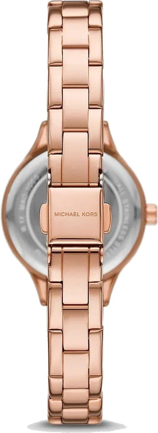 Gros plan sur le cadran or rose de la Michael Kors MKO1087
