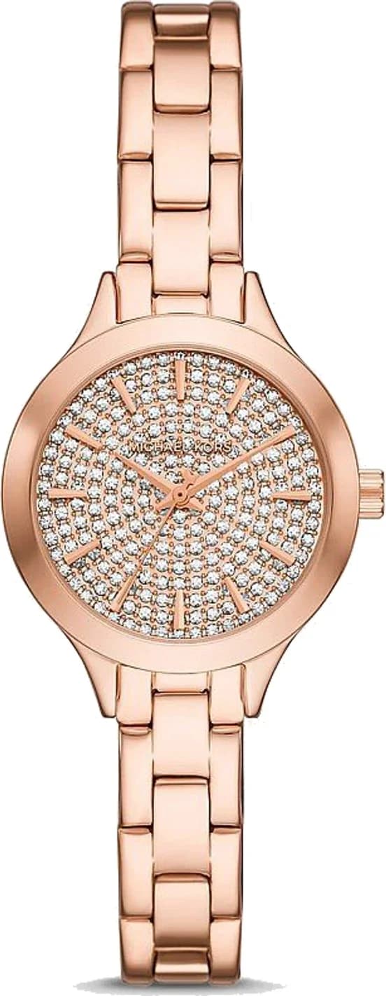 Michael Kors MKO1087 montre femme, cadran or rose, boîtier assorti, bracelet acier