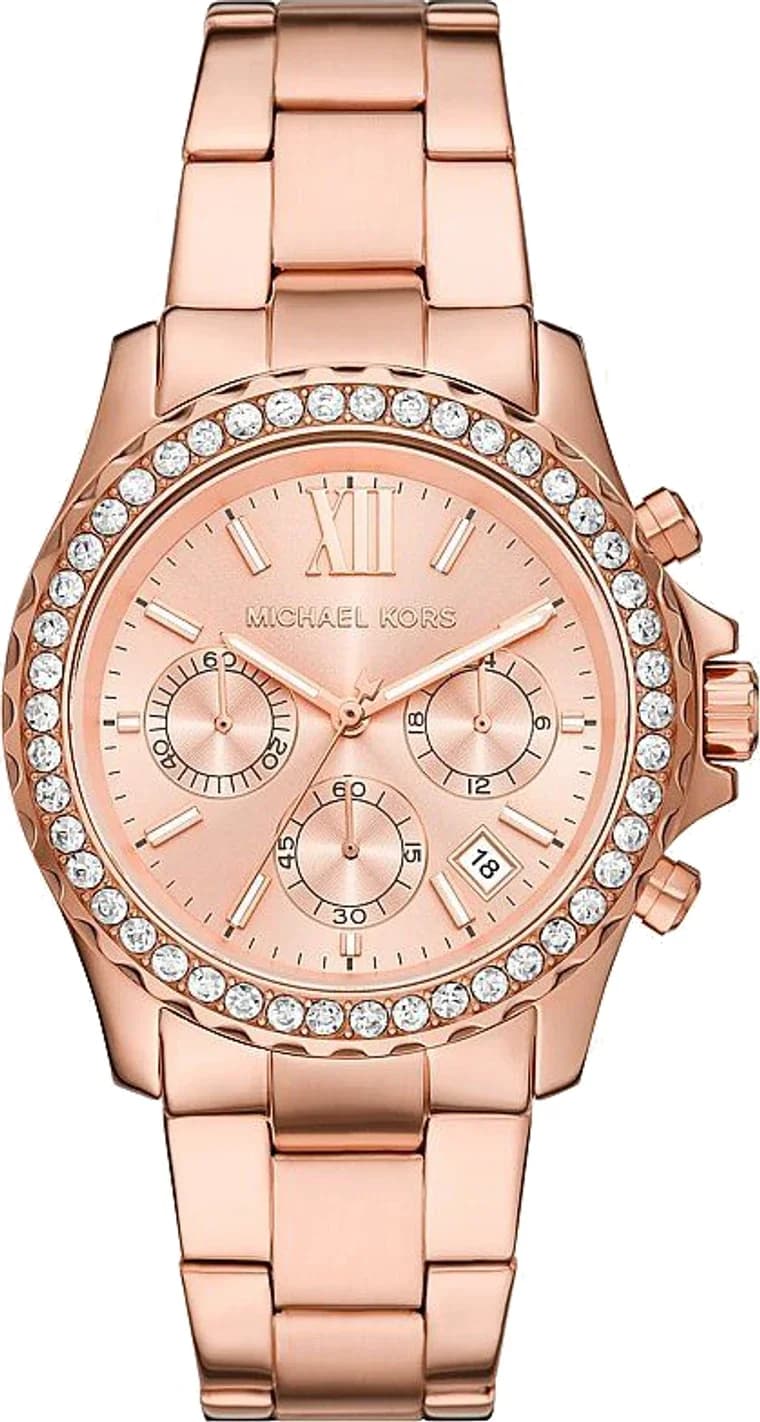 Michael Kors MKO1131 montre femme, cadran or rose, boîtier assorti, bracelet acier