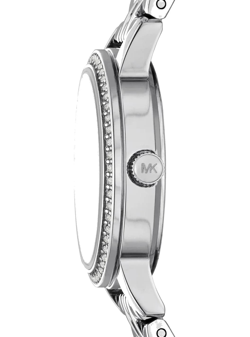 Michael Kors MKO1171 vue de côté, bracelet acier