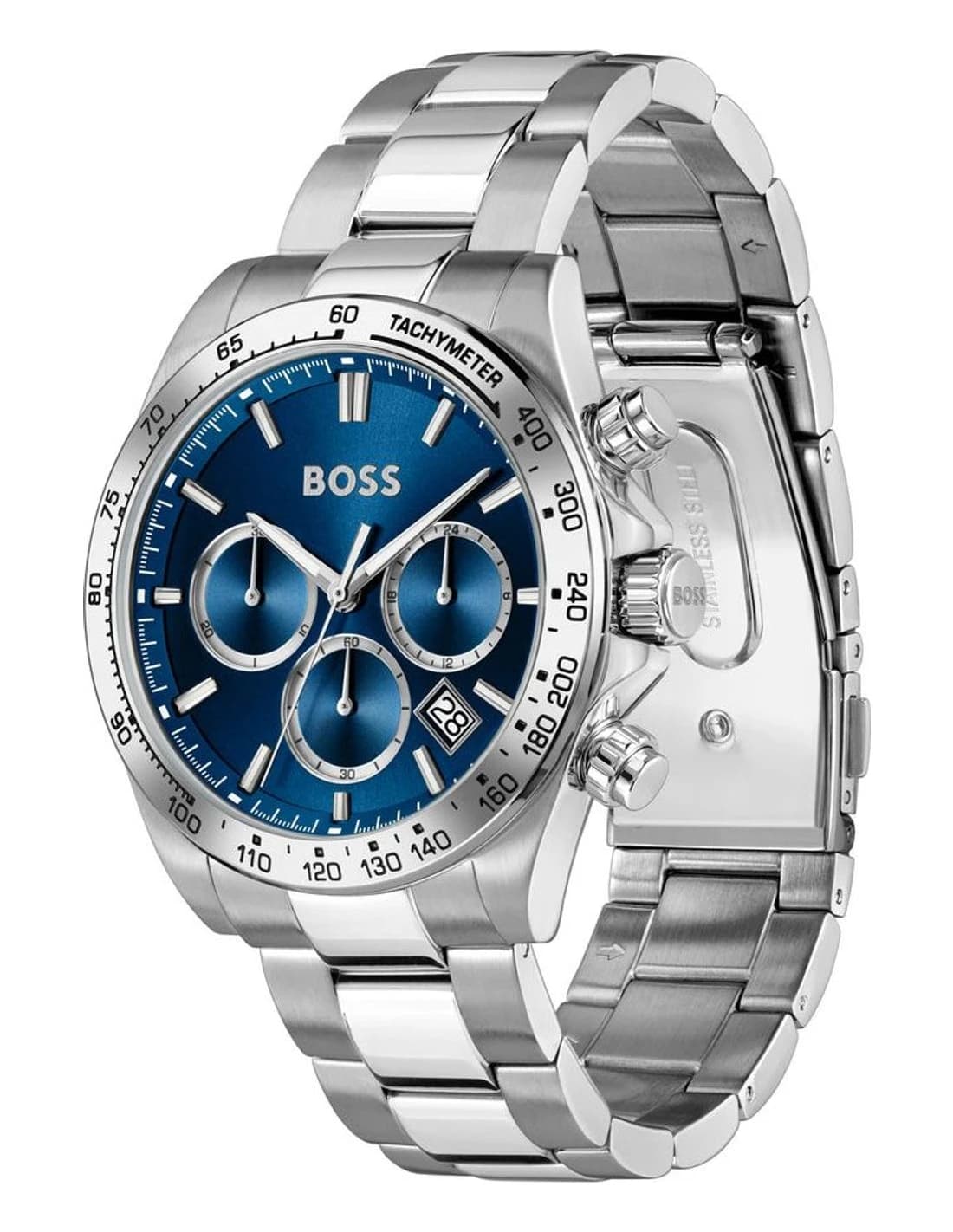 Gros plan sur le cadran bleu de la Hugo Boss 1514315