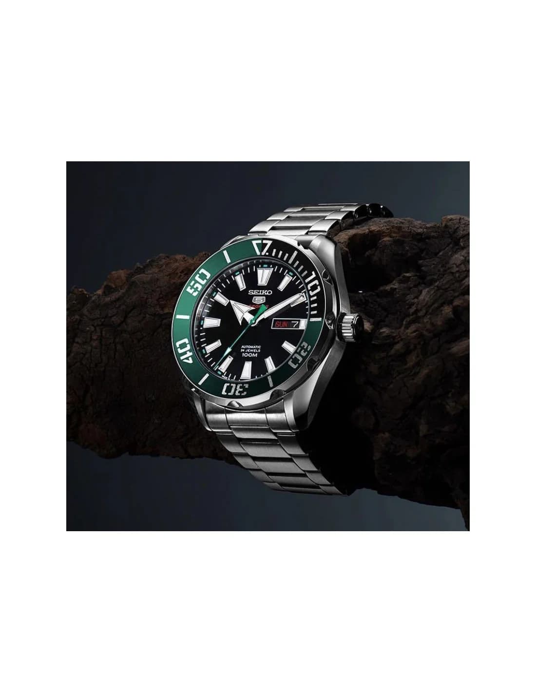 Seiko SRPC53K1 Automatic Stainless Steel Watch with Black and Green Dial vue 5