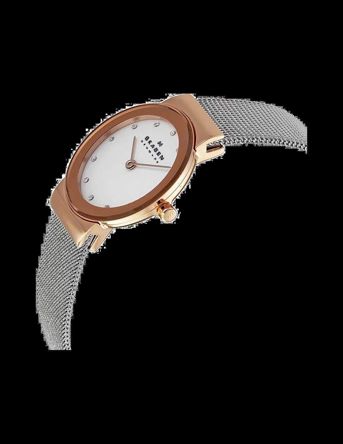 Gros plan sur le cadran blanc de la Skagen 358SRSC