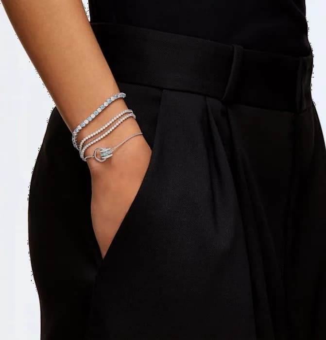 Swarovski Tennis 5536469 Deluxe White and Blue Rhodium-Plated Bracelet vue 5