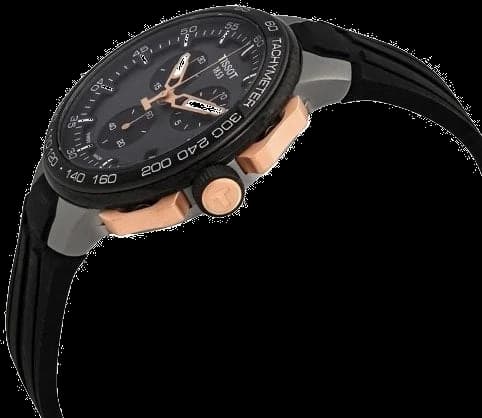 Gros plan sur le cadran noir de la Tissot T1114173744107