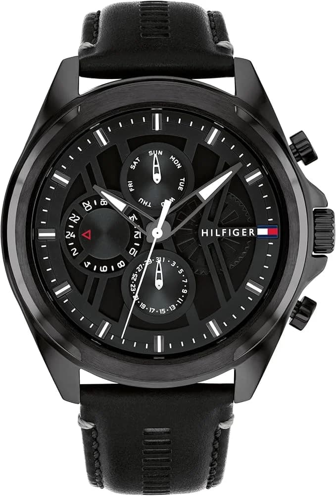 Montre Tommy Hilfiger 1710654 homme cadran noir bracelet cuir