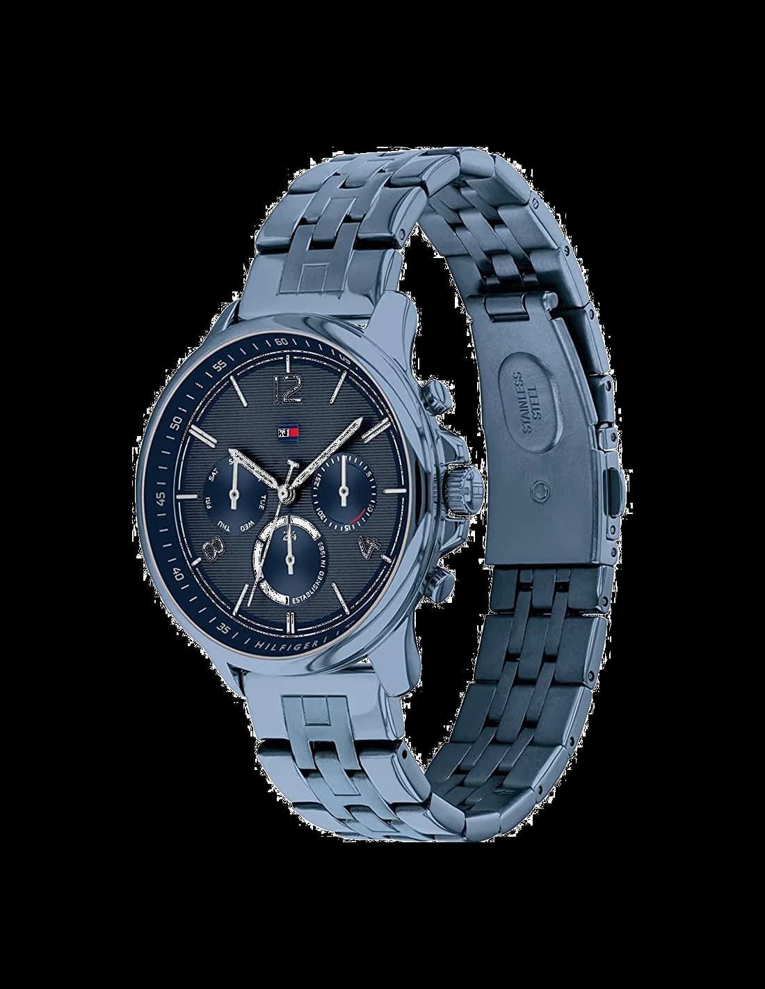 Gros plan sur le cadran bleu de la Tommy Hilfiger 1782227