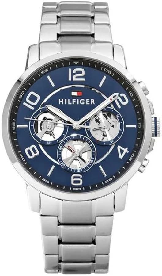Tommy Hilfiger 1791293 montre homme, cadran bleu vif, bracelet acier ajustable