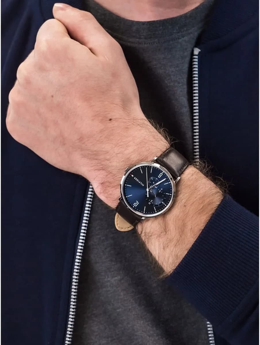 Tommy Hilfiger Cooper 1791508, Homme Acier Argenté et Cuir Marron, Cadran Bleu Intemporel vue 5