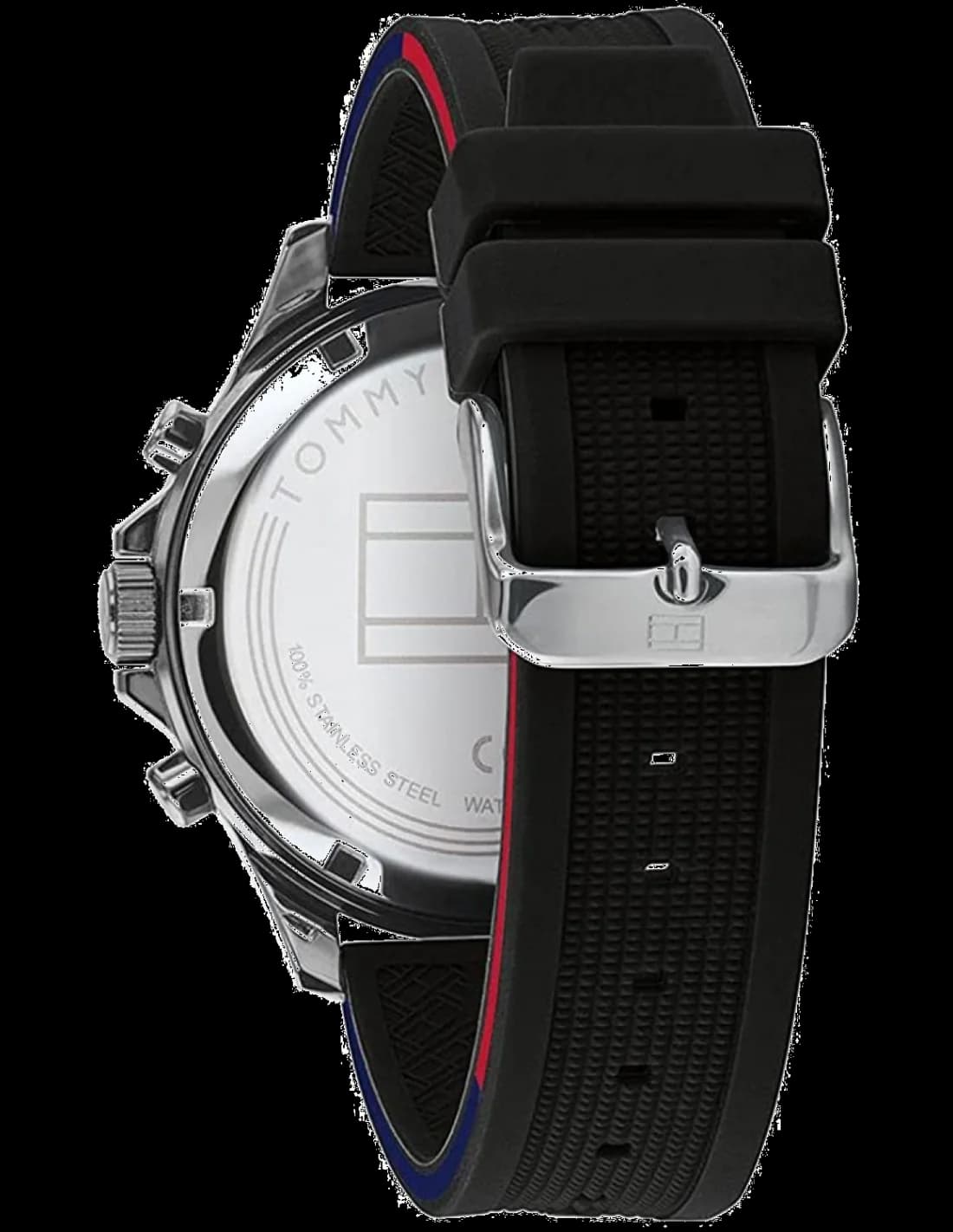 Gros plan sur le cadran noir de la Tommy Hilfiger 1791724