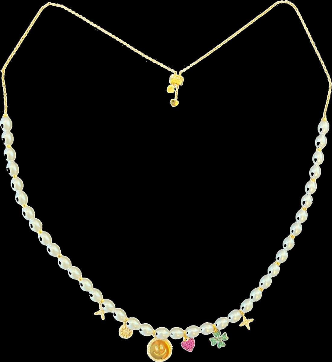 APM Monaco AS056-110269 montre femme, collier breloques étoiles trèfle coeur smiley or jaune