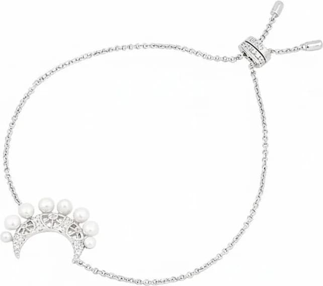 APM Monaco 112220 montre femme, bracelet croissant de lune perles et zirconiums argent