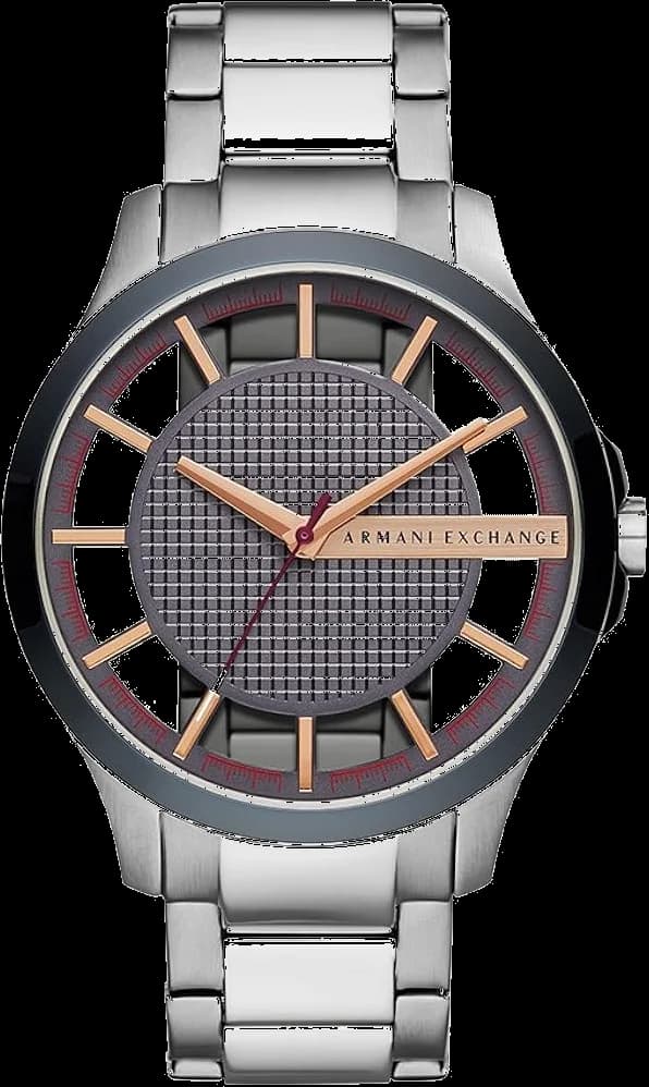Armani Exchange AX2405 montre homme, cadran bleu transparent, bracelet acier