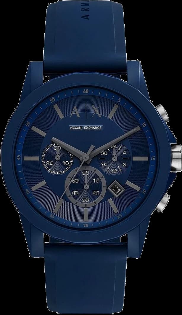 Armani Exchange AX7128 montre homme, cadran bleu, bracelet silicone bleu