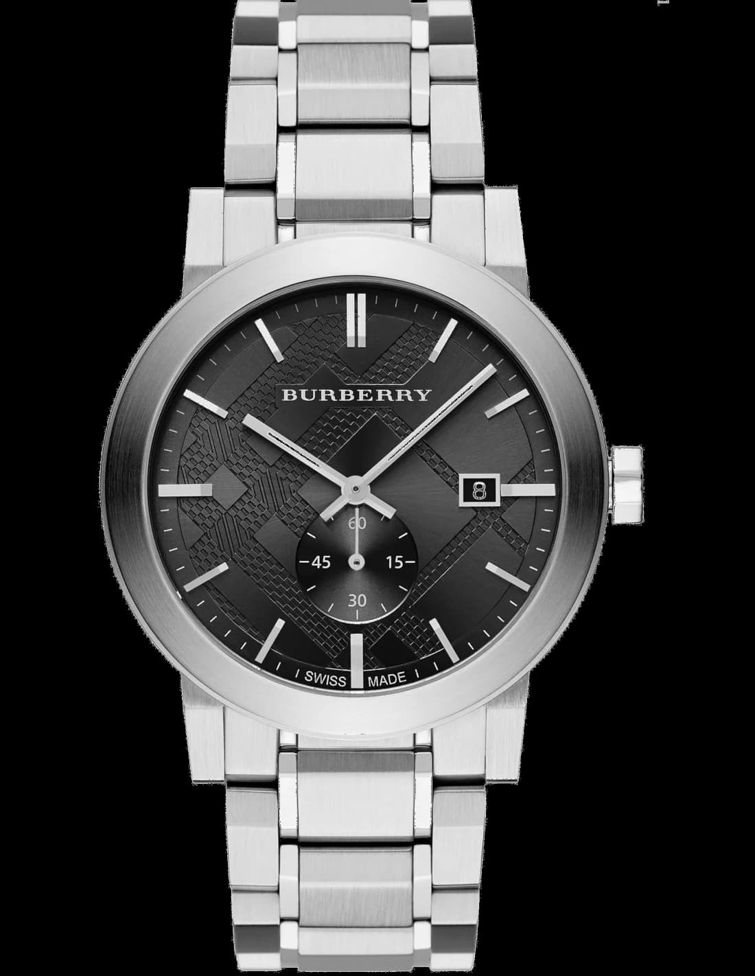 Burberry BU9901 montre homme, cadran noir sur bracelet acier inoxydable
