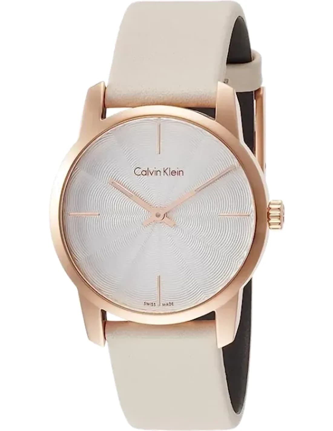 Calvin Klein K2G236X6 montre femme, cadran beige et bracelet cuir assorti