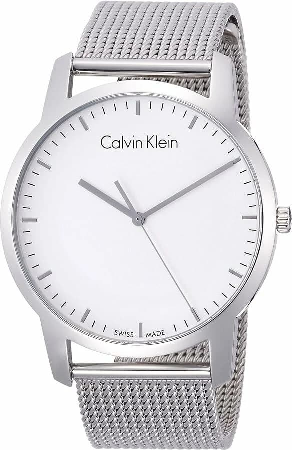 Calvin Klein K2G2G126 montre homme, cadran blanc, bracelet acier maille milanaise