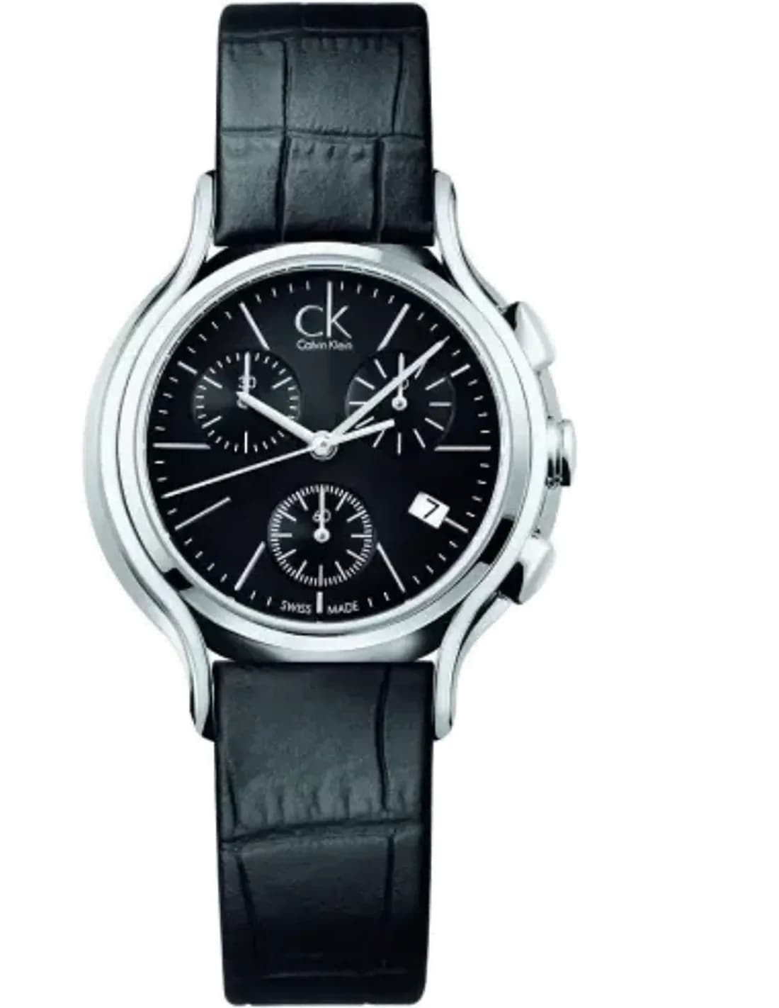 Women's Watch Calvin Klein K2U291C1 Chronograph Black Leather Swiss Made