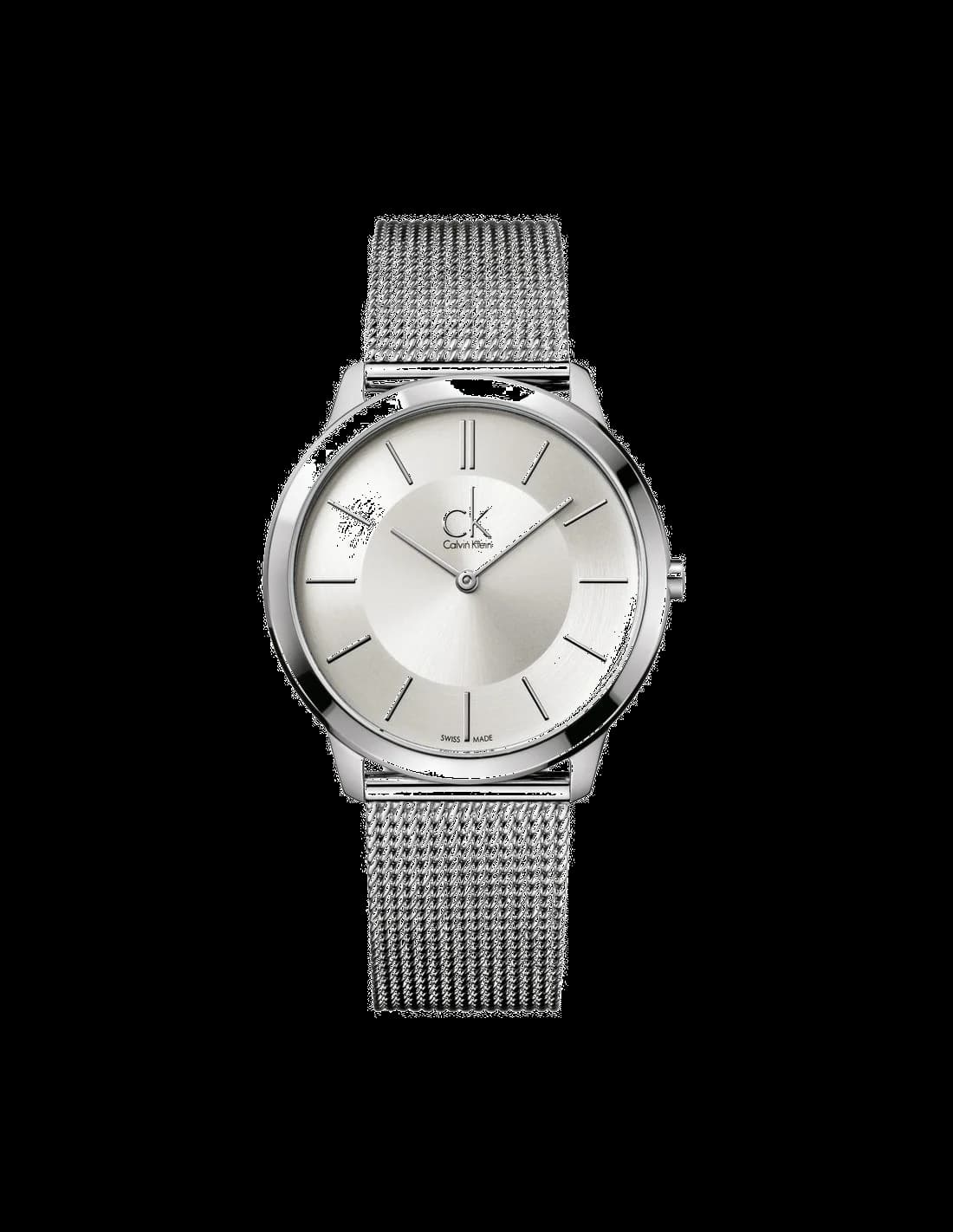 Calvin Klein K3M22126 montre femme, cadran argent, bracelet acier maille milanaise, minimal