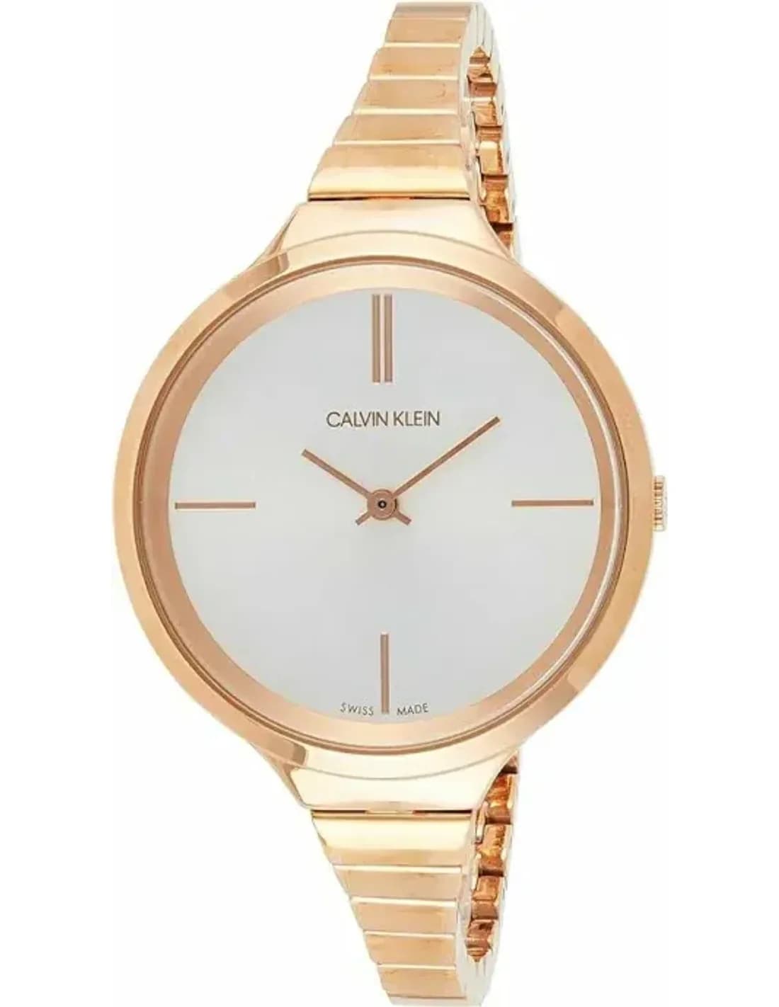 Calvin Klein K4U23626 montre femme, au cadran argenté et boîtier acier or rose
