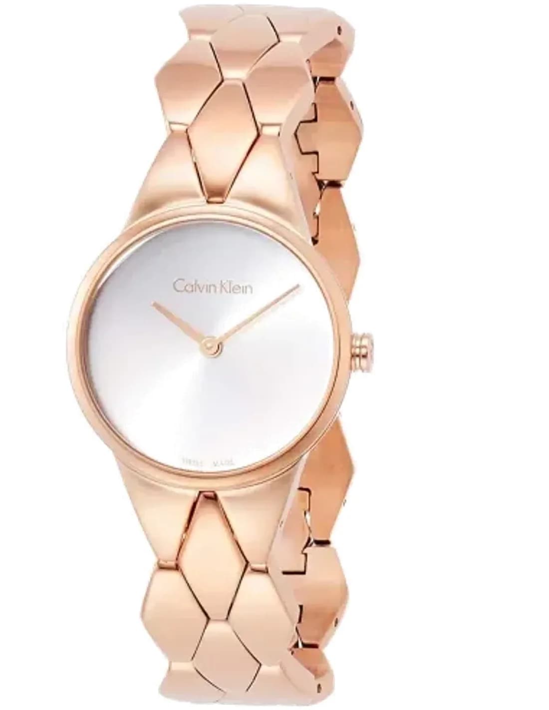 Calvin Klein K6E23646 Rose Gold Stainless Steel Snake Strap Watch