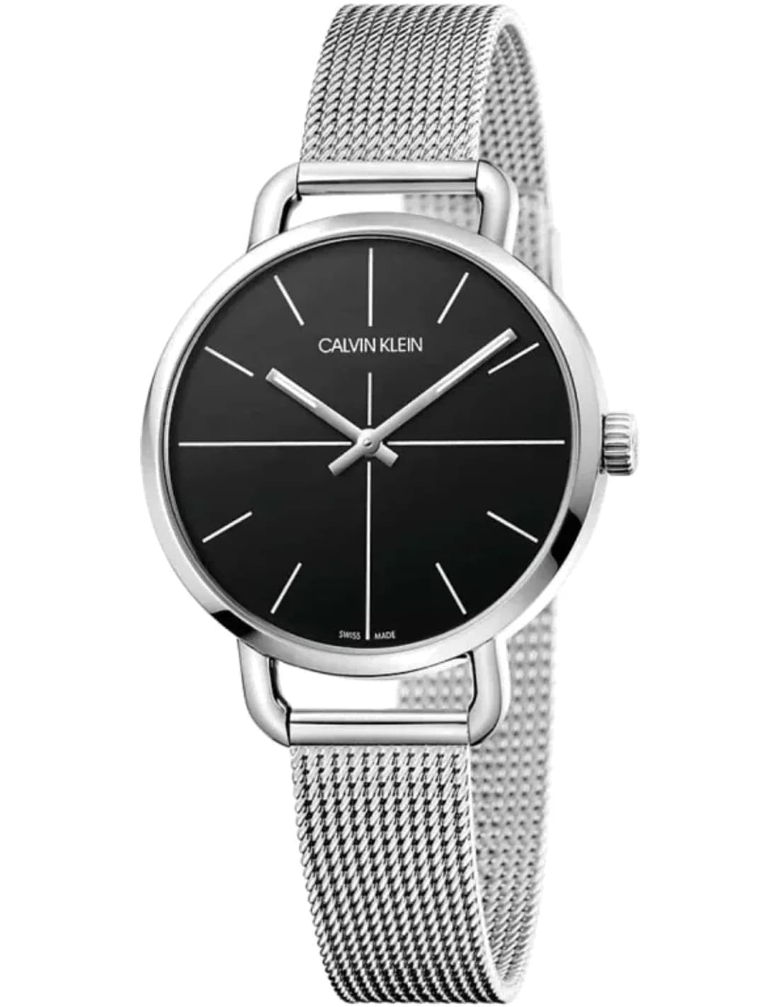 Calvin Klein K7B23121 montre femme, cadran noir bracelet maille milanaise argent