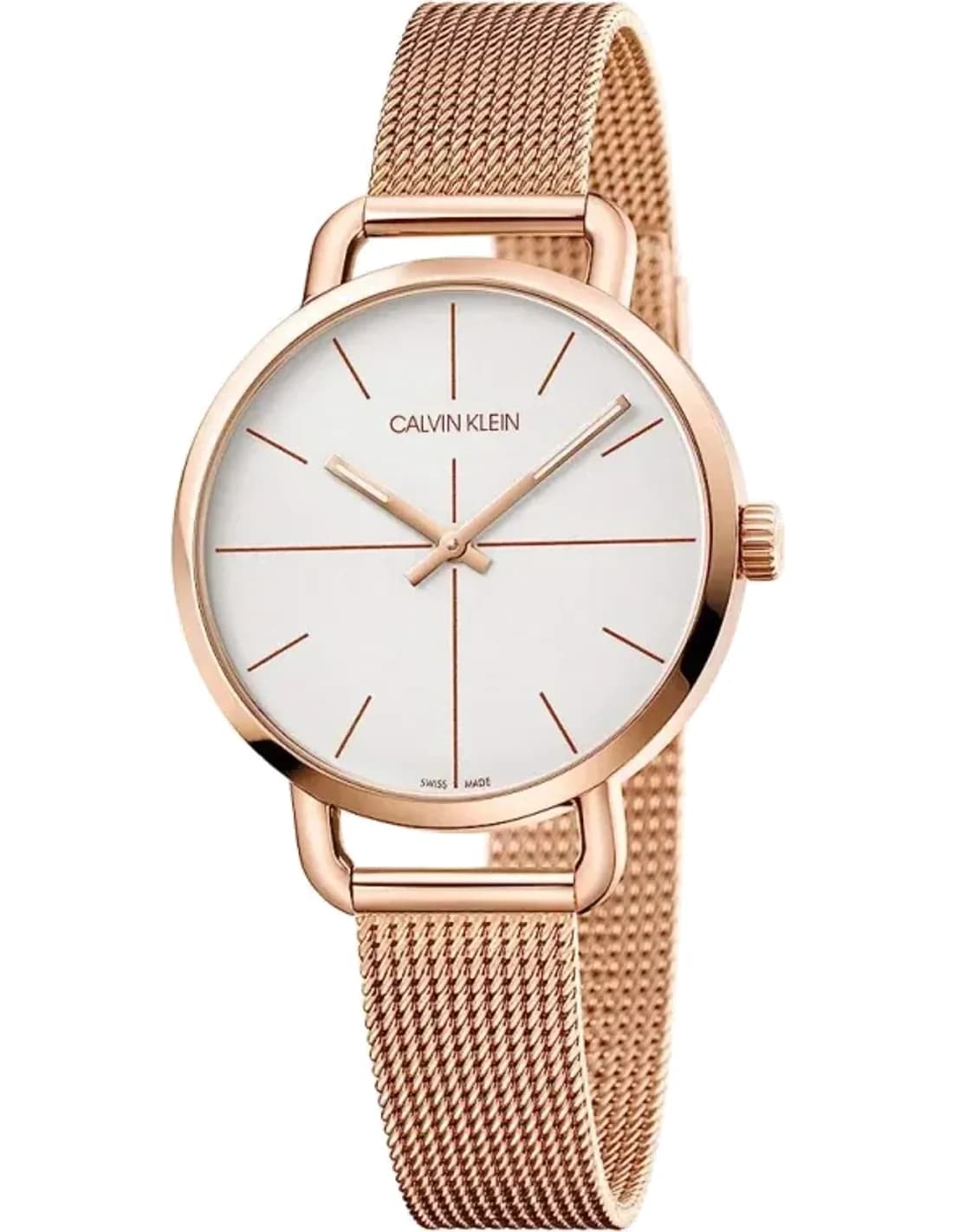 Calvin Klein K7B23626 montre femme, cadran blanc bracelet maille milanaise or rose