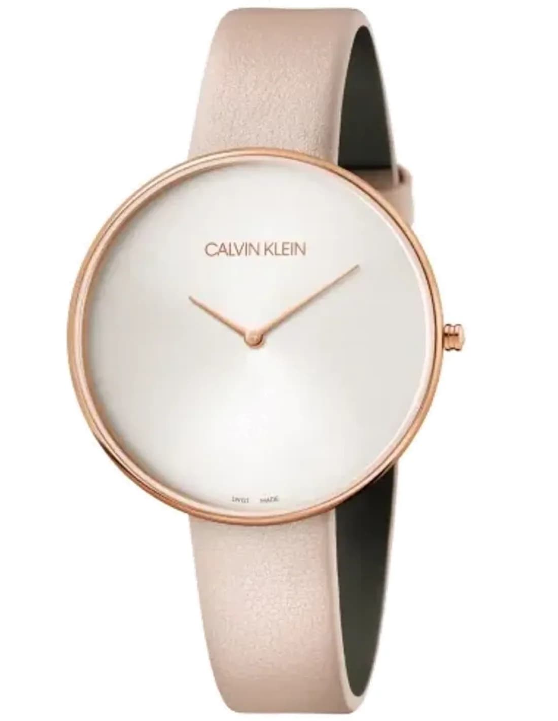 Montre Calvin Klein K8Y236Z6 Bracelet Cuir Rose et Cadran Minimaliste