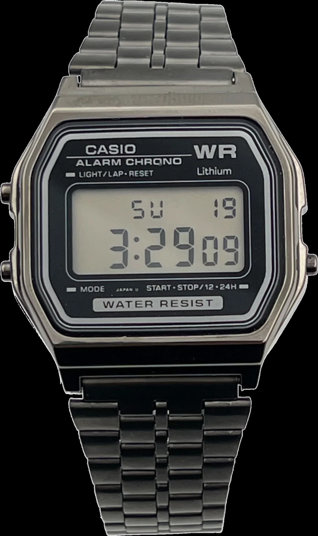 Casio A158WETB-ADF montre unisexe, au cadran noir et boîtier métal noir