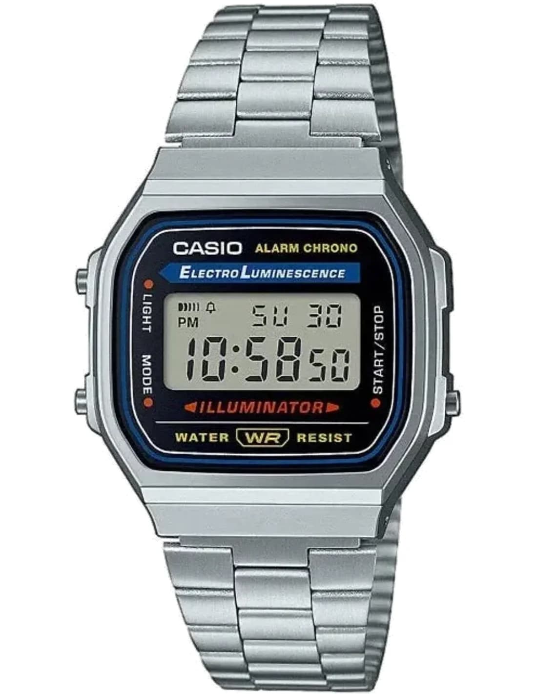 Casio A168WA-1YES montre unisexe, cadran gris, boîtier métal gris, affichage digital