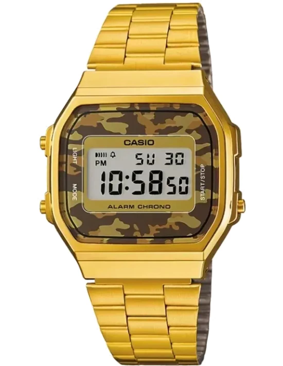 Casio A168WEGC-5EF montre unisexe, cadran camouflage marron, métal doré