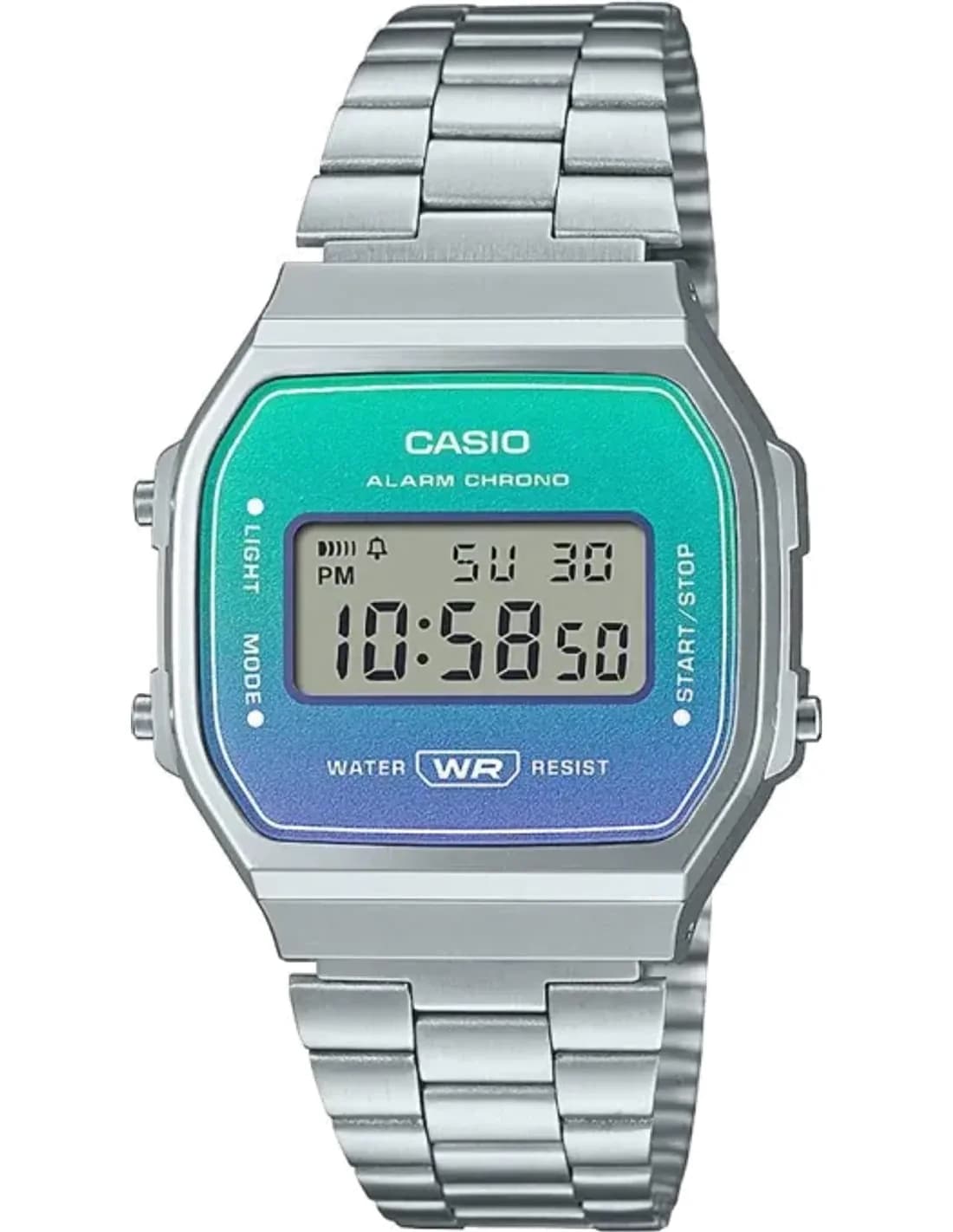 Casio A168WER-2AEF montre unisexe, bleu digital, bracelet acier
