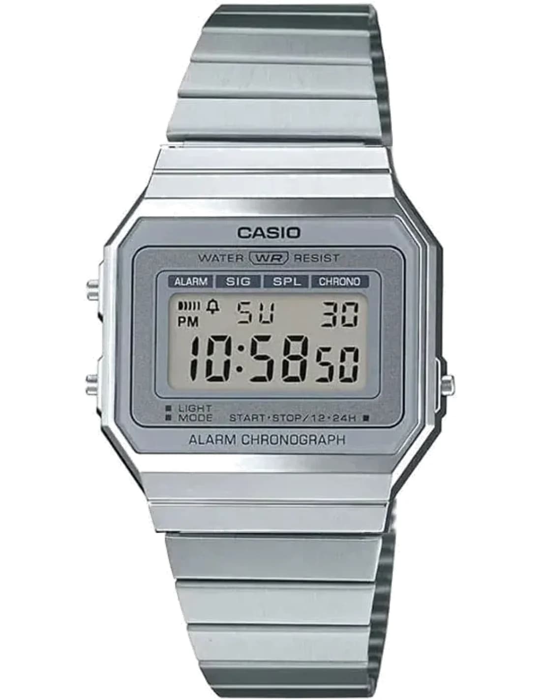 Casio A700WE-1ADF montre unisexe, affichage digital et bracelet acier