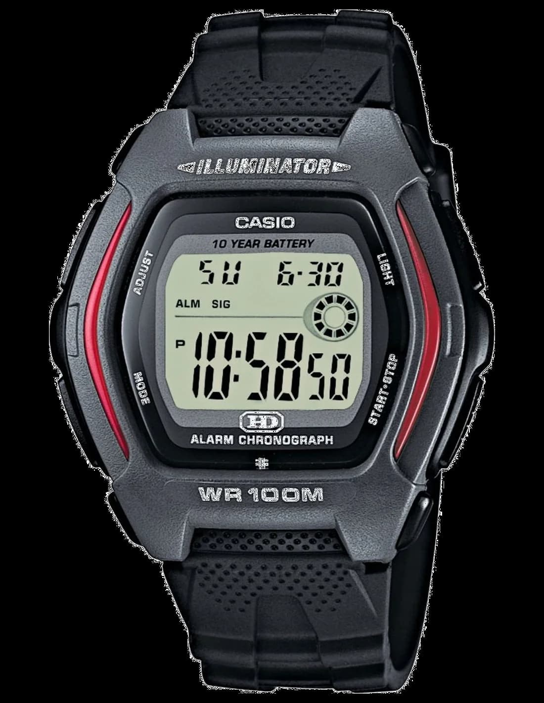 Casio HDD-600-1AVES montre homme, cadran gris, bracelet silicone noir