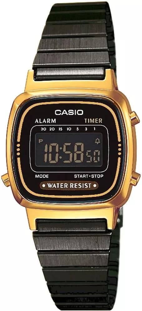 Casio LA670WEGB-1BEF montre femme, affichage digital, boîtier acier noir