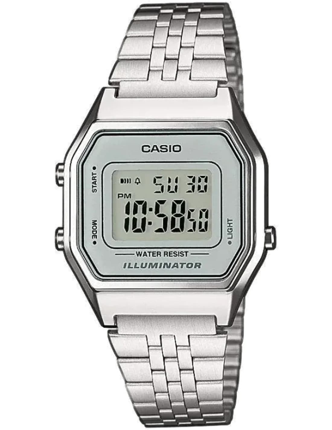 Casio LA680WEA-7EF montre unisexe, cadran gris, bracelet métal gris