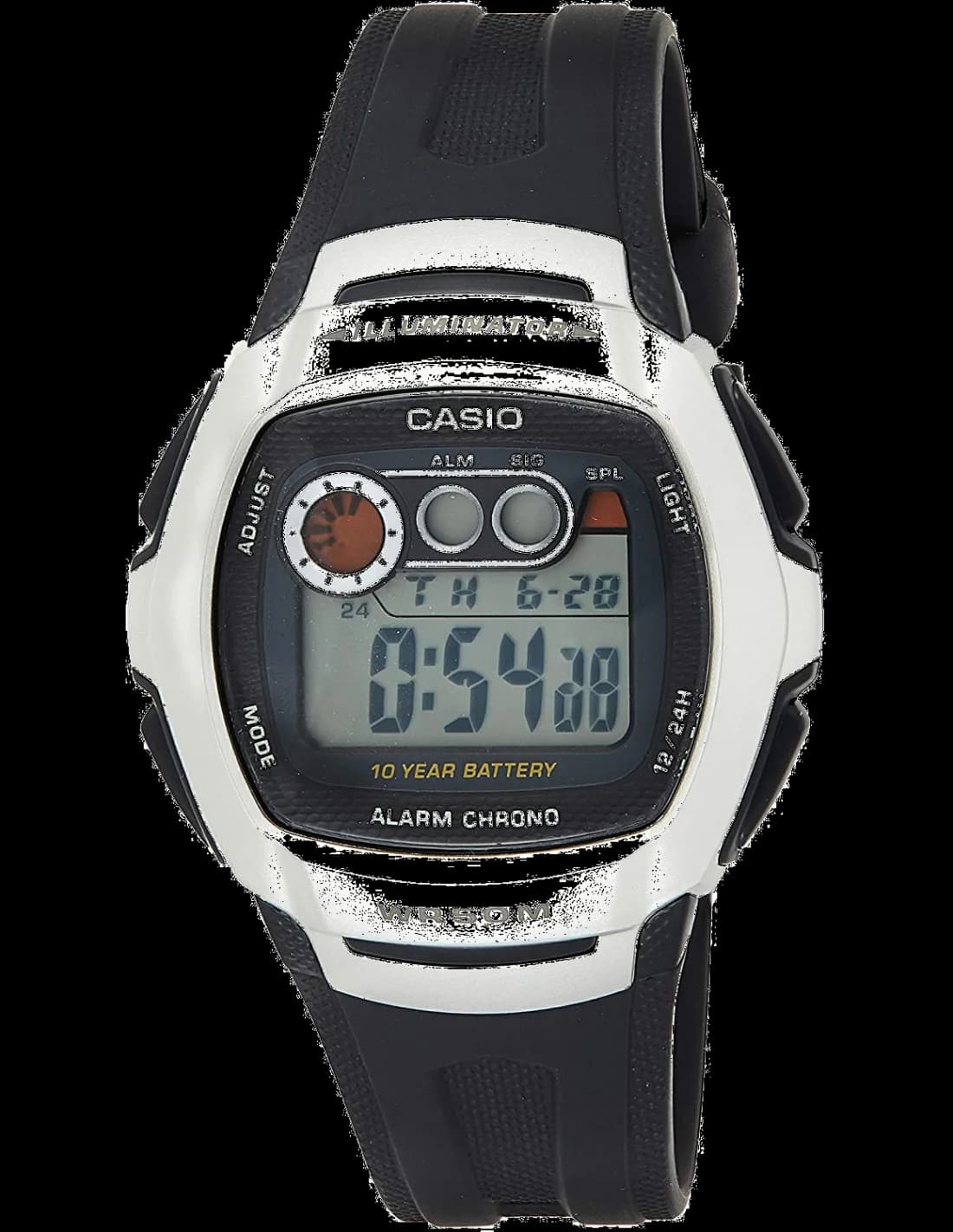 Casio W-210-1AVEF montre homme, digitale noire en résine sur silicone noir